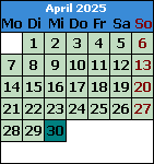 Kalender und aktueller Tag